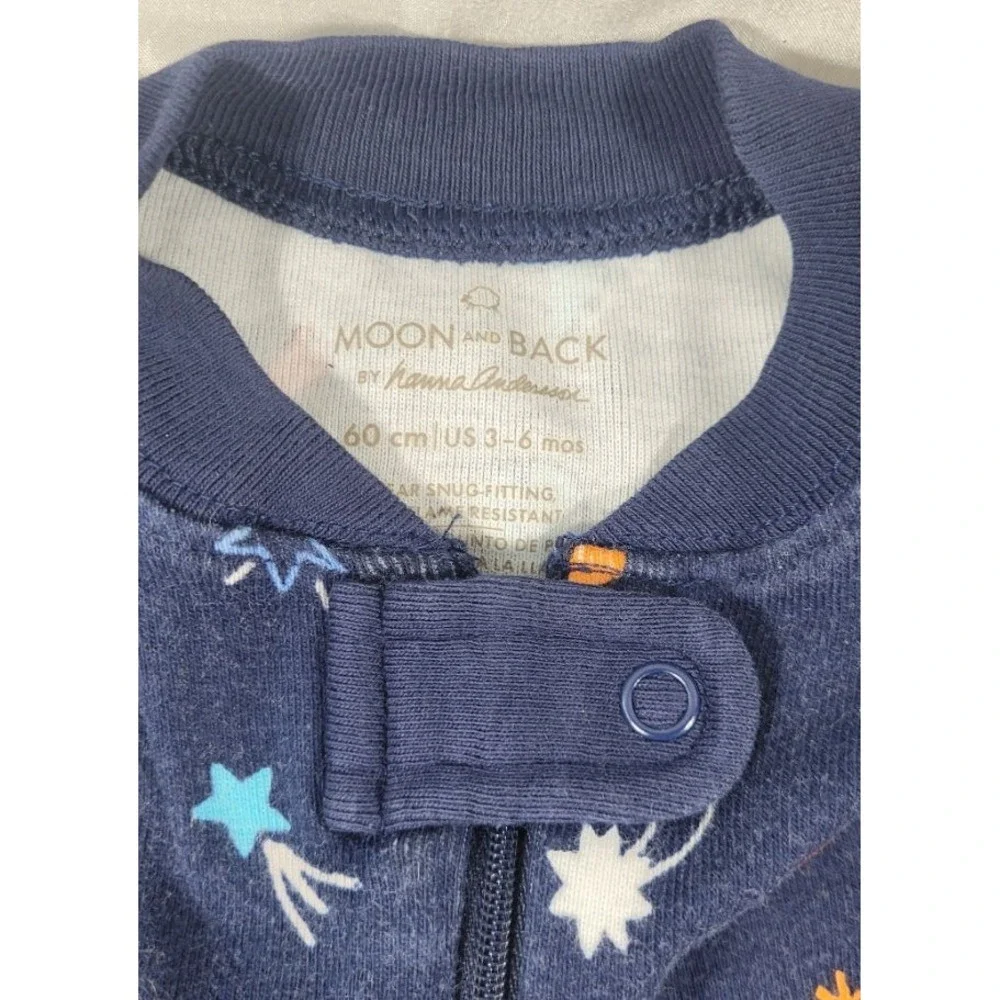 Hanna Anderson Moon and Back 1pc Sleeper Romper Pajamas - Blue - 3-6 Months